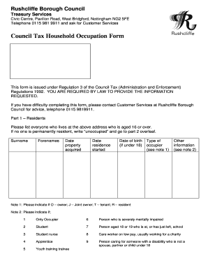 Council Tax Household Occupation Form