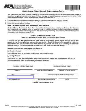 Commission Direct Deposit Authorization Form