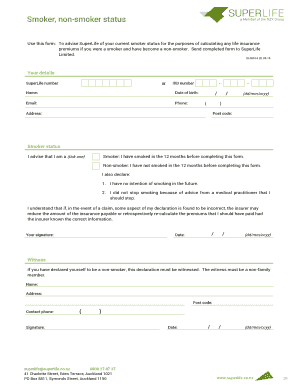 SuperLife Smoker Status Declaration Form