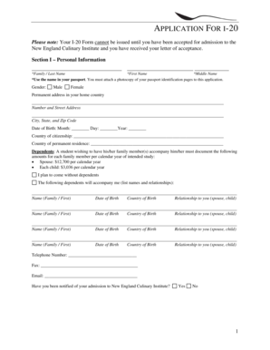 Application for I-20 Form