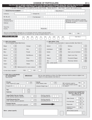 Change of Particulars RF111
