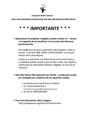 Aplicación de Hogar para Comidas Gratis y a Precio Reducido