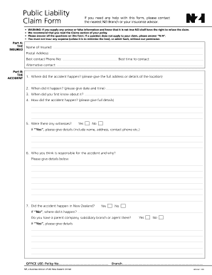 NZI Public Liability Claim Form