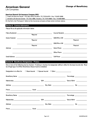Change of Beneficiary Form