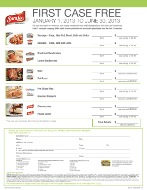 Sara Lee Foodservice First Case Free Promotion