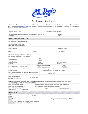 Employment Application Form