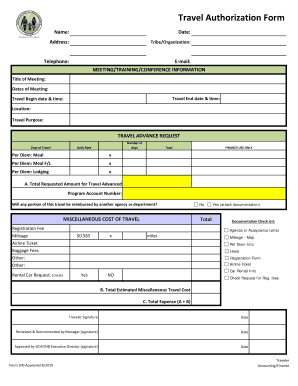 Travel Authorization Form