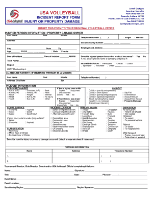 USA Volleyball Incident Report Form