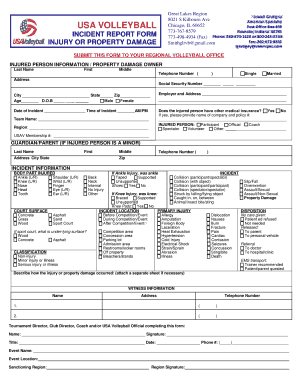 USA Volleyball Incident Report Form