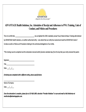 FWA Training Attestation Form