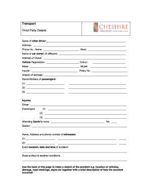 Irish Road Traffic Accident Report Form