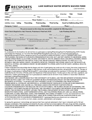 Lake Wauburg Water Sports Waiver Form