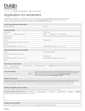 University College Dublin and Trinity College Dublin Application Form