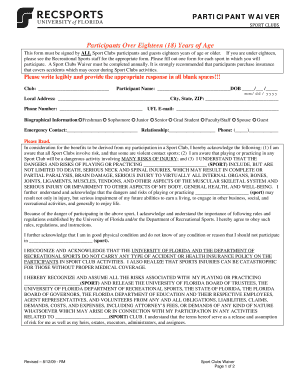 University of Florida Sport Club Waiver