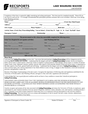 Lake Wauburg Waterskiing and Sailing Waiver