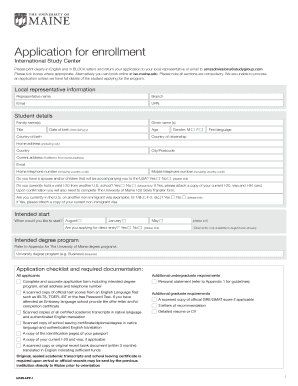 University of Maine International Study Center Application