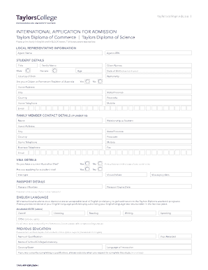 International Application for Admission
