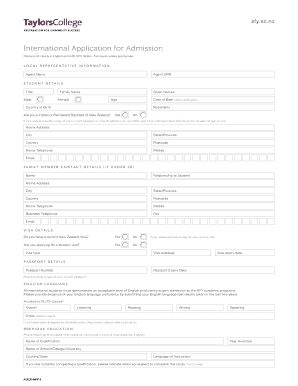 International Application for Admission