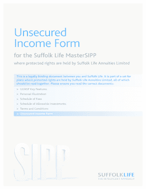 Suffolk Life MasterSIPP Unsecured Income Form