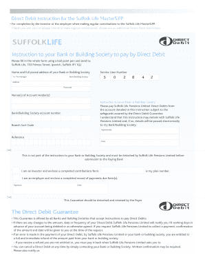 Suffolk Life MasterSIPP Direct Debit Instruction