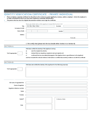 Identity Verification Certificate - Private Individual