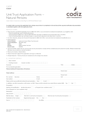 Cadiz Unit Trust Application Form