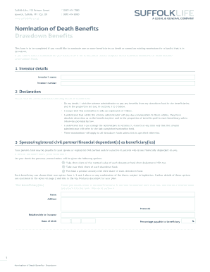 Nomination of Death Benefits Drawdown Form