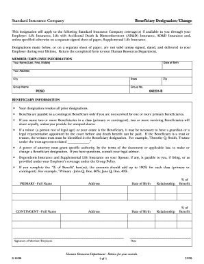 Standard Insurance Beneficiary Designation Form