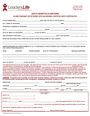 Death Benefits Claim Form