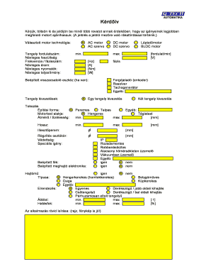 Motor Selection Questionnaire
