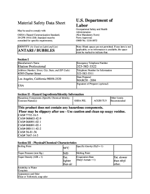 Material Safety Data Sheet for Antari Bubbles