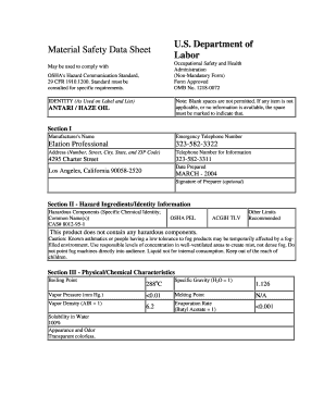 Material Safety Data Sheet for Haze Oil