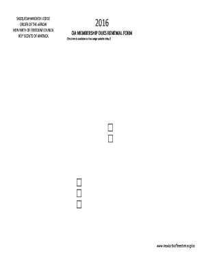 Order of the Arrow Membership Dues Renewal Form
