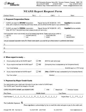 NUANS Report Request Form