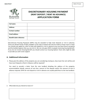 Discretionary Housing Payment Application Form