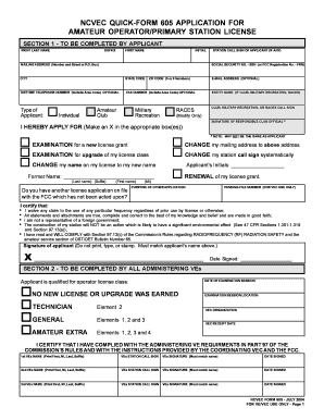 Amateur Operator Primary Station License Application