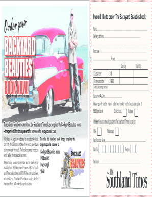 Backyard Beauties Book Order Form