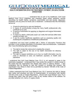 Patient Authorization for PHI Use