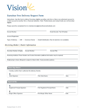 Euroclear Free Delivery Request Form