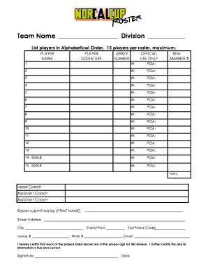 Sports Team Roster Form