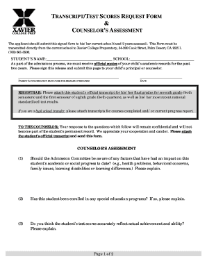 Transcript Scores Request Form