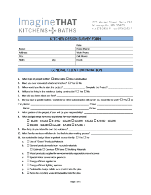 Kitchen Design Survey Form