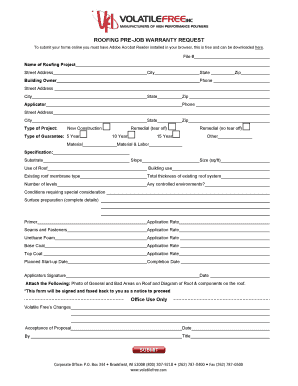 Roofing Pre-Job Warranty Request