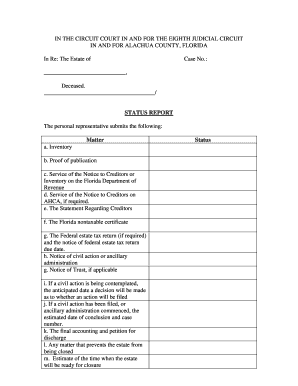 Florida Estate Status Report