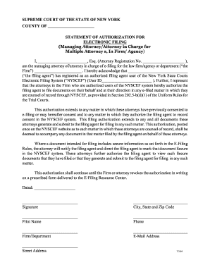 New York Electronic Filing Authorization Form