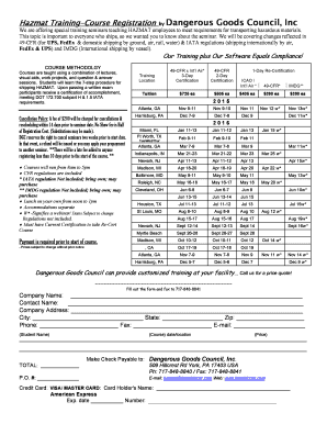 HAZMAT Training Course Registration Form