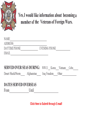 Veterans of Foreign Wars Membership Application