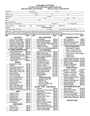 Centerplate at LP Field LUXURY SUITE FOOD PRE-ORDER FORM