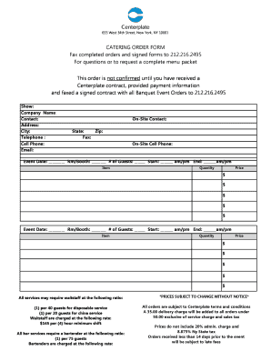Catering Order Form