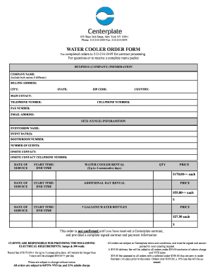Water Cooler Order Form